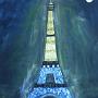  Paris by Night   - an expression of light<br />              2012 - Oil and mosaic on canvas 50 x 70cm